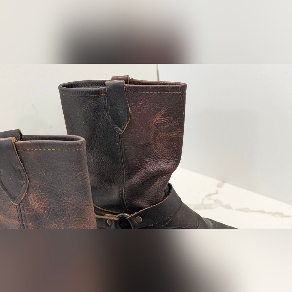Source Unknown Brown Leather Combat Moto Boots - Picture 13 of 15